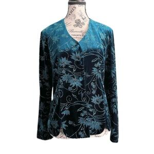 Tradition Teal Glitter Velvet Jacket Size 10
